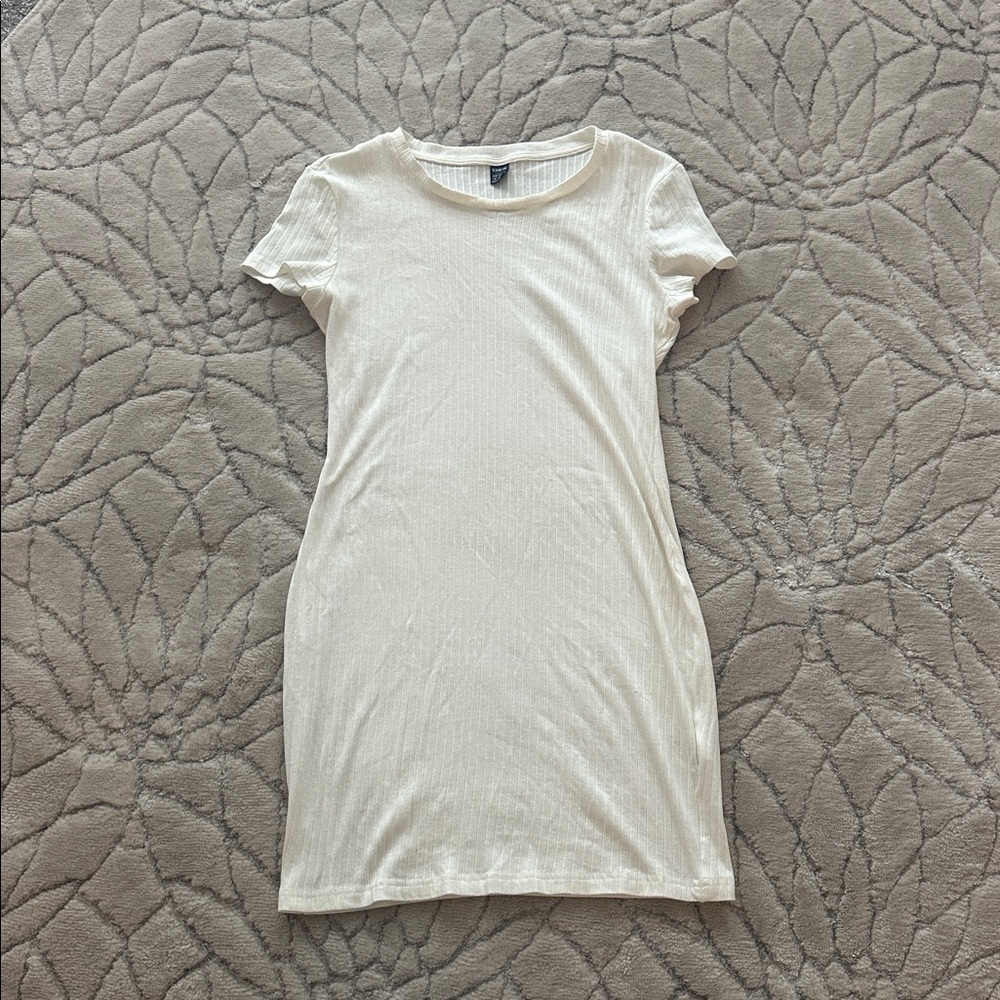 SHEIN White Ribbed Short Sleeve Mini Dress